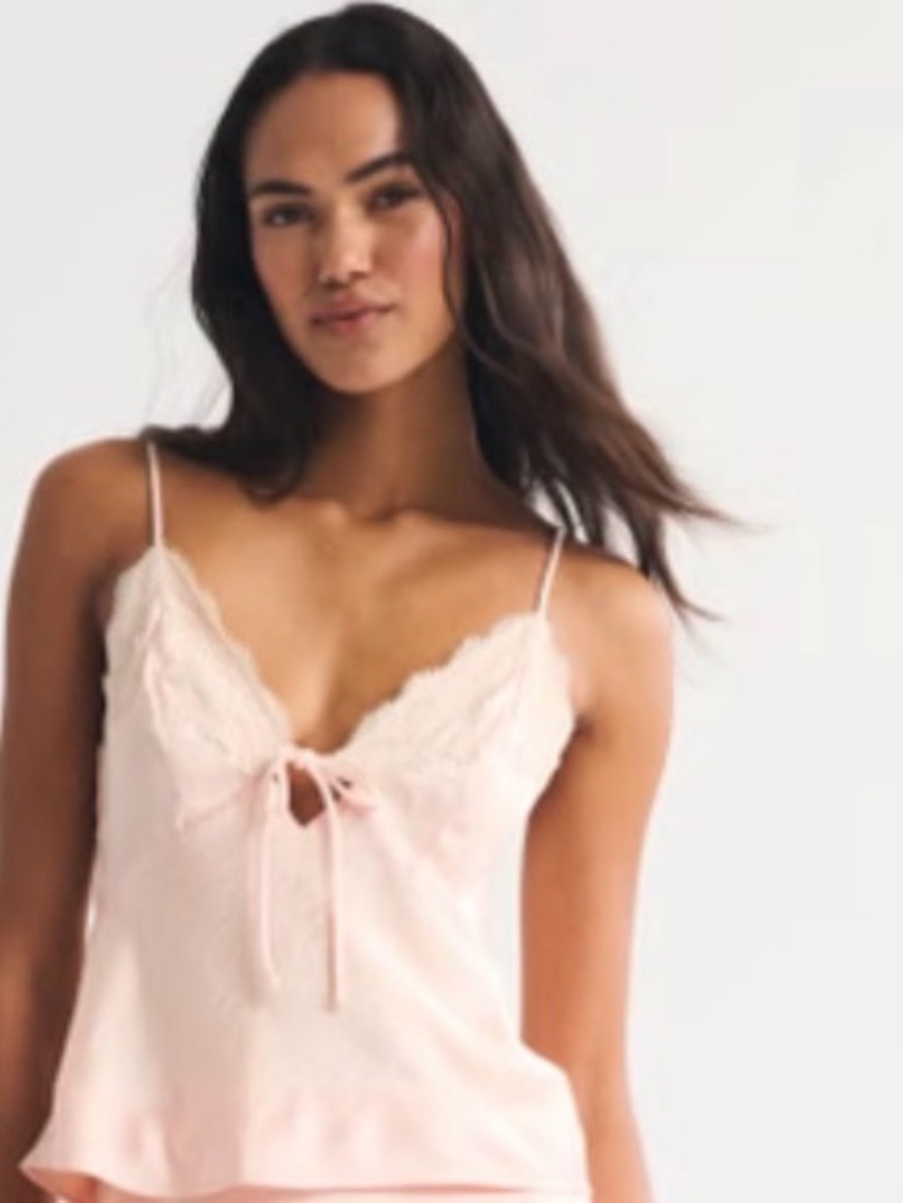 Abercrombie & Fitch Lace-Trim Satin Cami Tank - Pink
